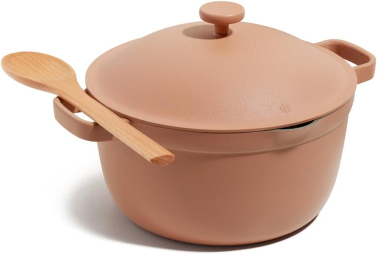 Our Place Perfect Pot - 5.5 Qt. Nonstick Ceramic Sauce Pan with Lid | Versatile Cookware for Stovetop and Oven | Steam, Bake, Braise, Roast | PTFE and PFOA-Free | Toxin-Free, Easy to Clean | Spice - Nestoria