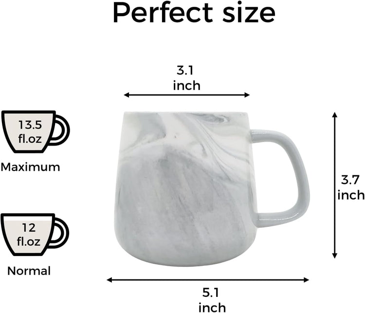 Ceramic Coffee Mug, Gray Marble Pattern Coffee Cups 12 Oz, Aesthetic Stoneware Cups, Coffee Mugs For Men, Dishwasher Safe, Microwave Safe