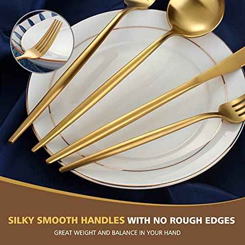 60Piece Stainless Steel Gold Silverware Set for 12