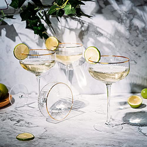 Gold Rim Coupe Glasses 11 oz
