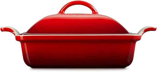 Le Creuset Stoneware Heritage Shallow Square Casserole, 2qt. (9”), Cerise