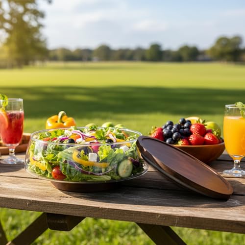 Extra Large Glass Salad Bowl Set (Clear Glass)