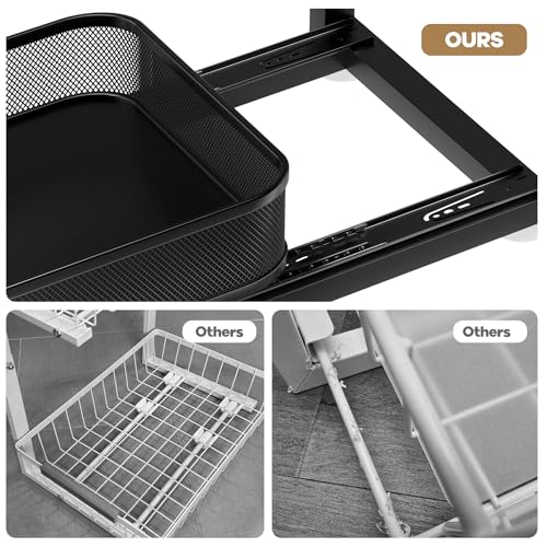 1 Pack 16"D Under Sink Storage Organizer with 2 (Black / 1 Pack-15.4"Dx11.8"-16.7"H)