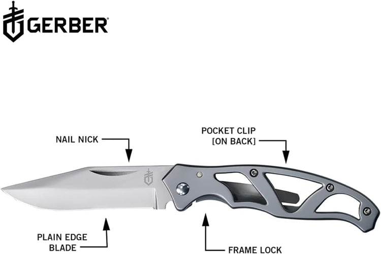 Gerber Gear Paraframe EDC Folding Pocket Knife with Safety Lock for Everyday Carry, Gifts for Men