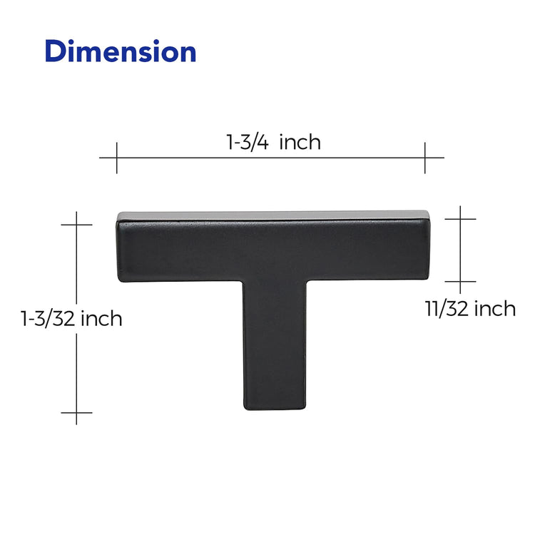 Matte Black Cabinet Handles Solid Cabinet Pulls Single Hole (5 Count)