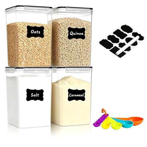 4pc 6.5L Large Airtight Plastic Canisters with Lids (4 pcs(6.5L))