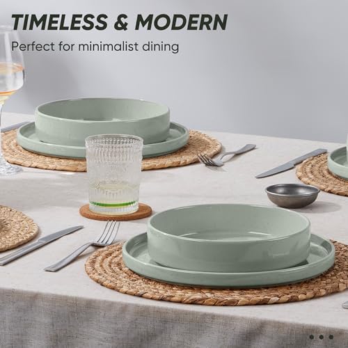 8 Piece Stoneware Dinnerware Sets with Pasta Bowls (8 Count)