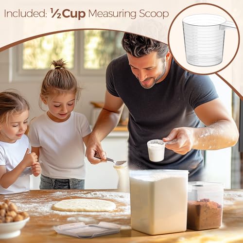 Airtight Flour and Sugar Container 2.6Qt & 5.5Qt 3Pack (5.5Qt/2.6Qt-Square)