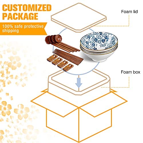 40oz Ceramic Japanese Ramen Bowls Set of 4 (Classic)