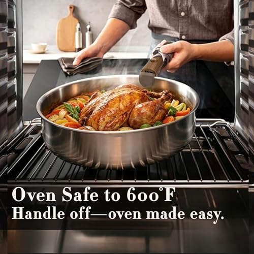 19pcs Tri Ply Stainless Steel Cookware Set with Detachable Handle