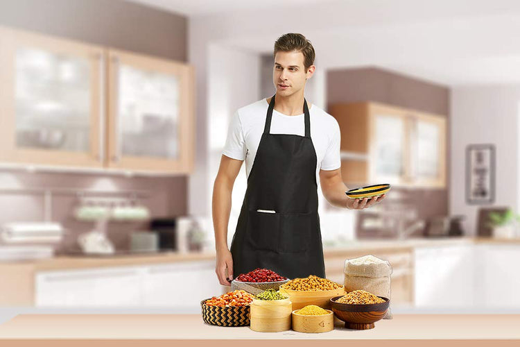 12 Pack Plain Bib Aprons with 2 Pockets (12 Count)