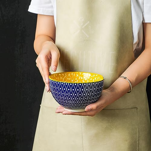 Ceramic Ramen Bowls Set (6 inch, 4pcs / Assorted Colors)