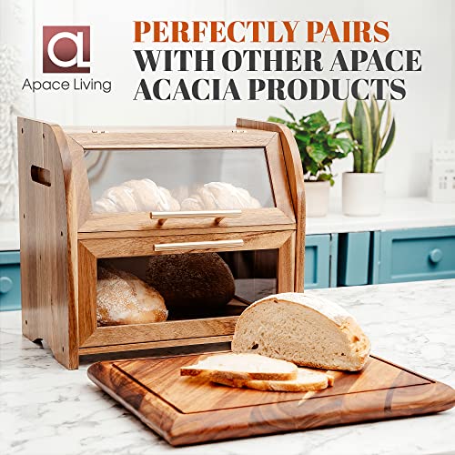 Arise Acacia Wooden Bread Box for Kitchen Countertop (Umber)