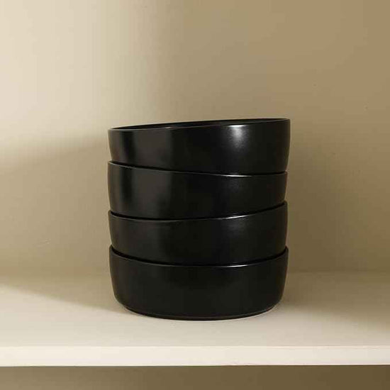 Stone Lain Eden 4-Piece Pasta Bowl Set Stoneware, Black