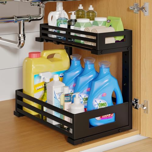 1 Pack Under Sink Organizers and Storage (1 Pack-15.7"Dx11.4"-16.34"H / Black)