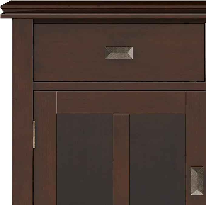 SIMPLIHOME Artisan SOLID WOOD 36 Inch Wide Contemporary Entryway Storage Cabinet in Russet Brown, For the Living Room, Entryway and Family Room
