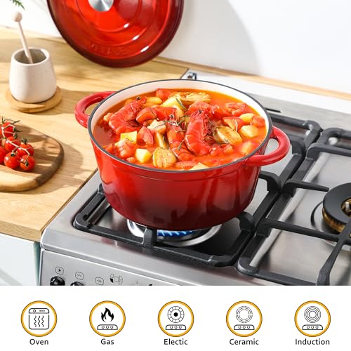 7.5 QT Enameled Cast Iron Dutch Oven Pot with Lid