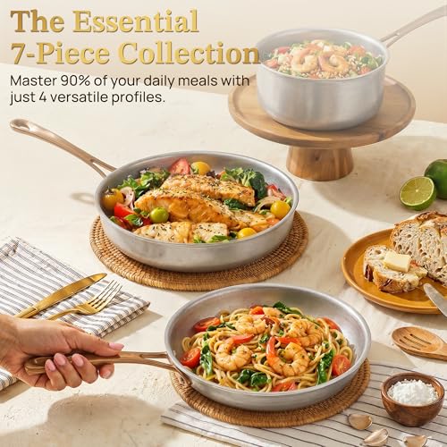 7 Piece Retro Stainless Steel Cookware Set