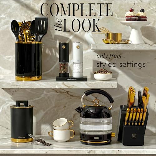 Rechargeable Electric Salt and Pepper Grinder Set (Black/White)