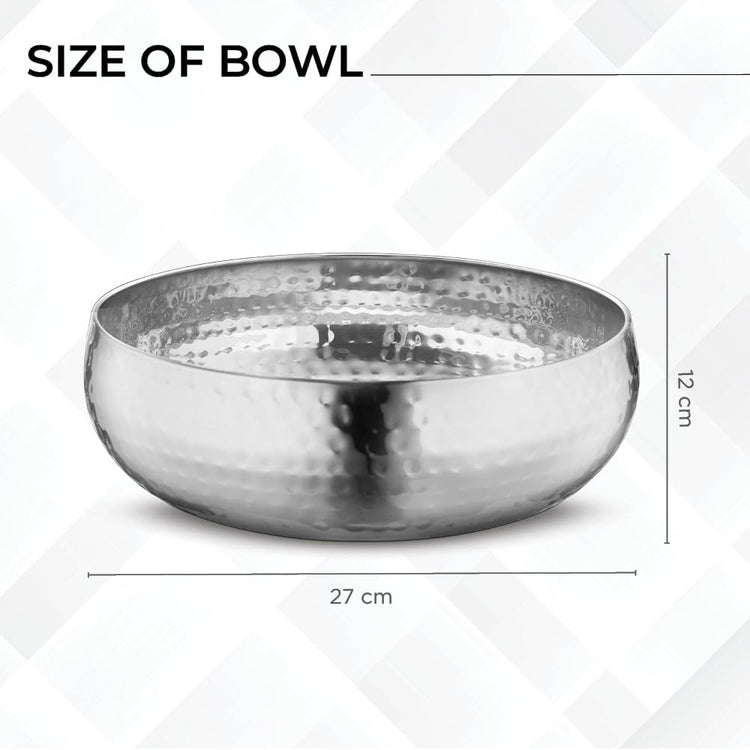 Set of 3 Premium Stainless Steel Salad Mixing Bowl Hammered Finish (3 Count)