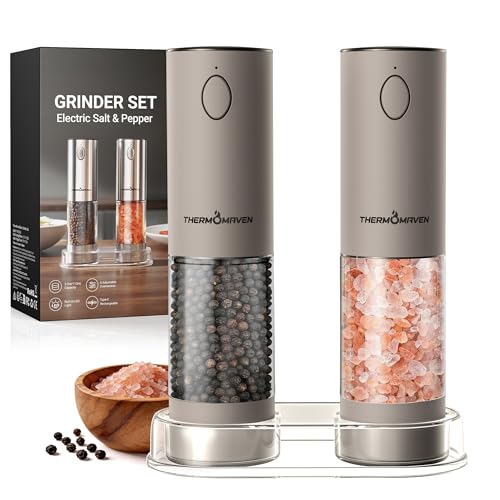 Electric Salt and Pepper Grinder Set (Large / Greige)