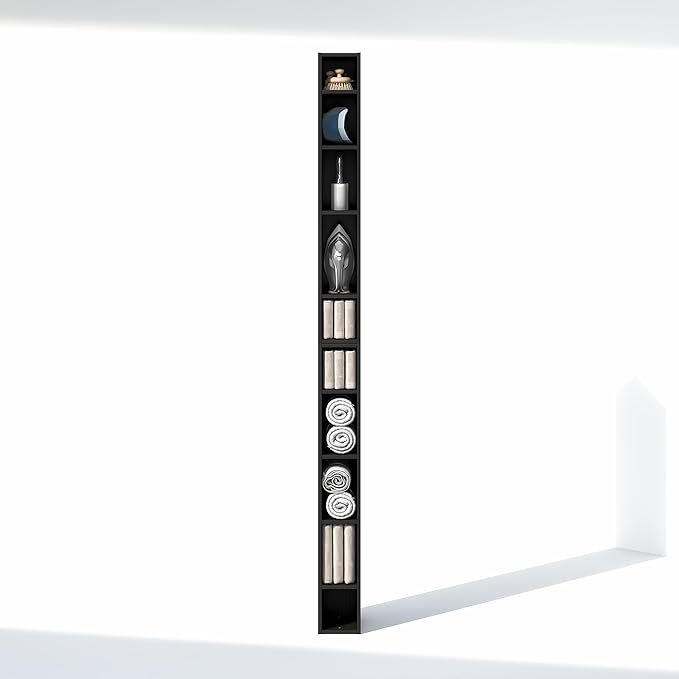 Furinno Fulda 10-Tier Closet Organizers and Storage, Open Shelf, Storage Organizer, 6-Inch Width, for Closet, Bedroom, Blackwood