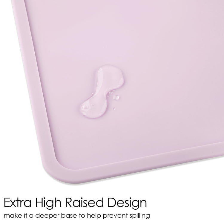 Silicone Placemats with Raised Edges for Kids, Kids Silicone Mats for Dining Table, Toddler placemat Portable Reusable Non-Slip Mats for Kids Toddler Children (Purple)