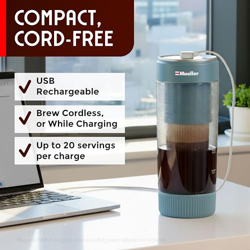 Mueller RapidBrew Cold Brew Iced Coffee Maker (Mineral Blue)