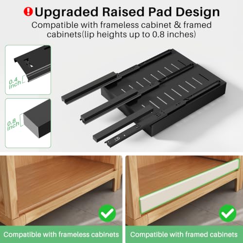 2 Pack Pull out Cabinet Organizer (Black / 17"D×9"-14"W(2 Pack))