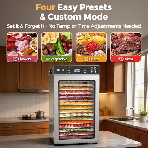800W Food Dehydrator with 16 Trays for Jerky