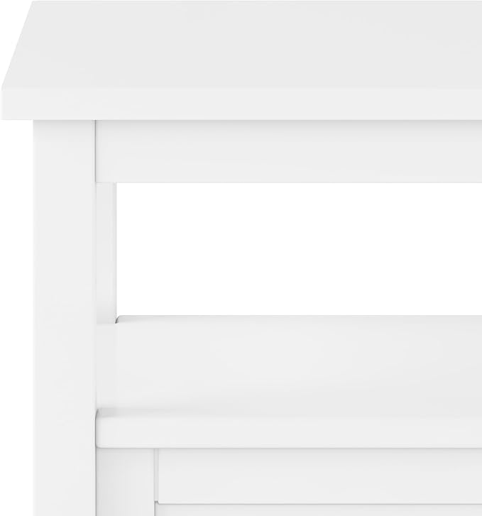 SIMPLIHOME Warm Shaker End Table - 20 inch Wide Solid Wood Side Table in White, Transitional Accent Table for Living Room or Bedroom with Drawer, Open Shelf and Square Tapered Legs