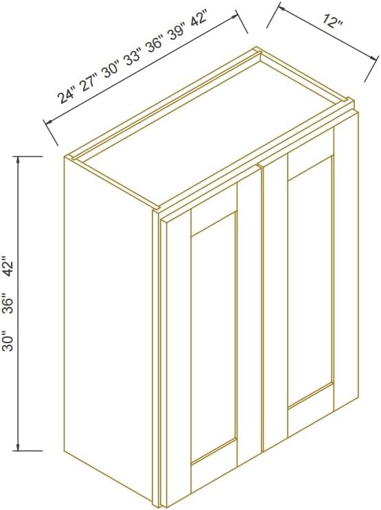 Wall-Mounted Cabinet – Solid Wood Shaker Style Medicine Cabinet with Adjustable Shelves & Soft-Close Doors for Bathroom, Kitchen, and Office Storage (Charcoal Black, 36" W x 12" D x 42" H)