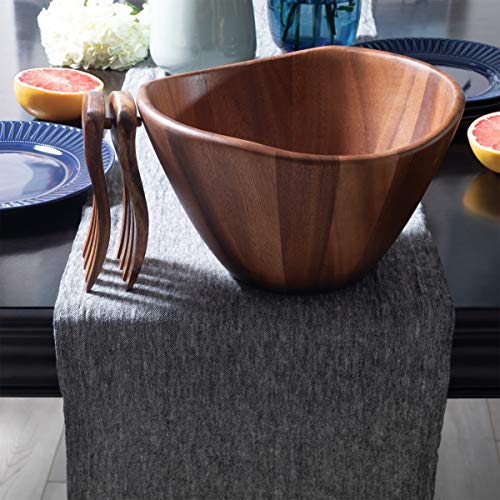 Acacia Wave Bowl with Salad Hands (12 inches (D) x 7 inches (H))