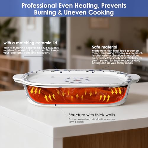 Ceramic Casserole Dish with Lids for Oven (4 Count)