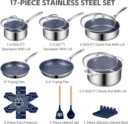 17 Pcs Pots and Pans Set Non Stick