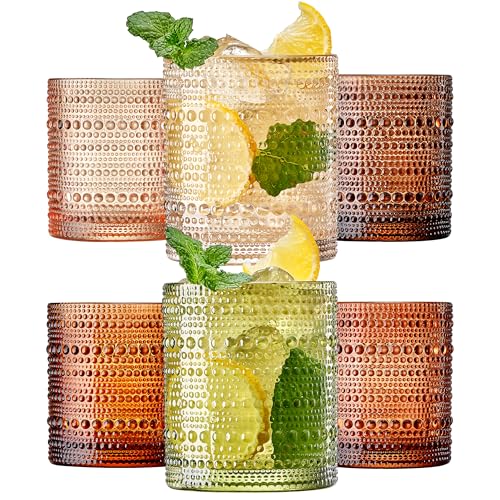 Hobnail Beaded Highball Drinking Tumbler Glasses