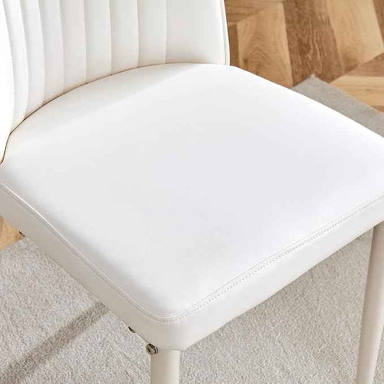 Modern Dining Chairs Set - 8 Armless PU Leather Chairs with Metal Legs for Dinner Room, Office, Waiting Room (Set of 8, All-White)