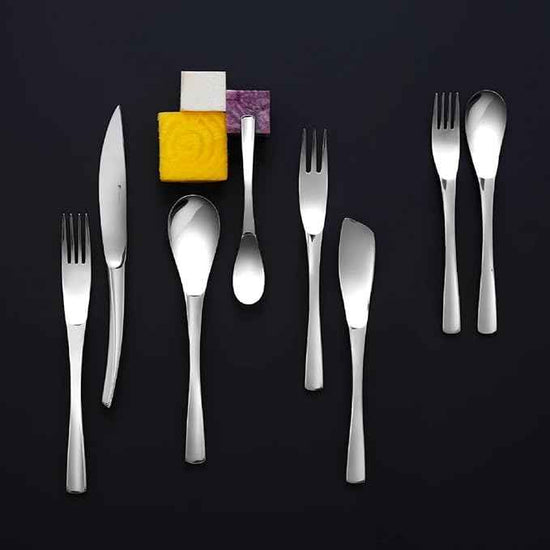 Degrenne Luxury French Cutlery Set - 5 Piece Silverware Set, Includes Forks, Spoons & Knife, Stainless Steel Flatware, Dishwasher Safe, Made in France - XY Black