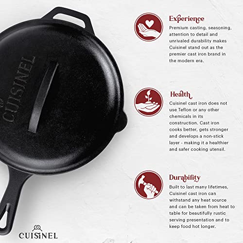 Cast Iron Skillets Set with Lids (8"+10"+12")