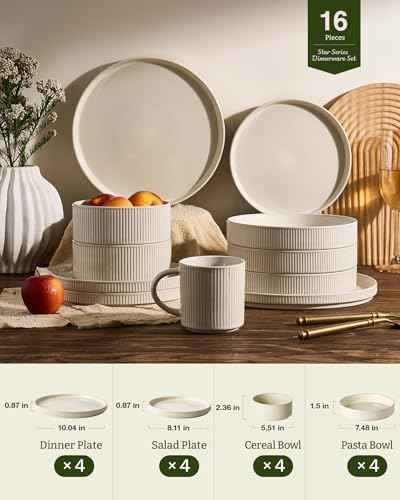Star Stoneware Dinnerware Sets with Pasta Bowls (16 Count)