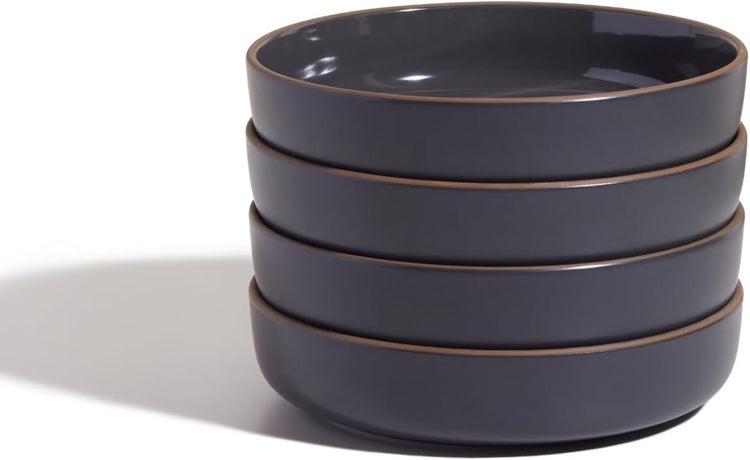 Our Place Dinner Bowls - Set of Four 8.5" Handcrafted Ceramic Pasta Bowls | Deep Plate Bowl Hybrid for Salads, Rice & More | Chip-Resistant, Restaurant-Grade, Stackable, Modular Design | Char