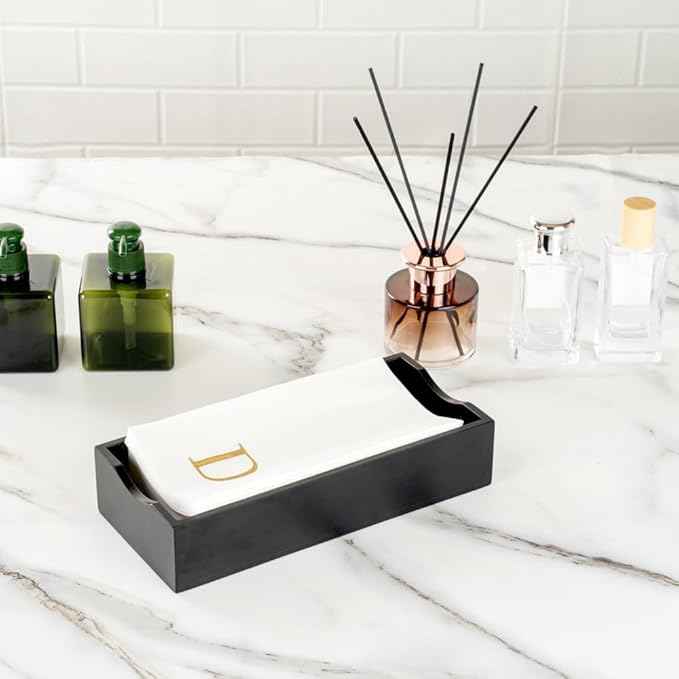 Luxenap 15.8 X 7.9 Inch Linen-Feel Guest Towels, 50 Lettered Hand Towels - Gold Letter 'D', Sans Serif Font, White Paper Dinner Napkins, airlaid, For Restrooms And Tables - Restaurantware