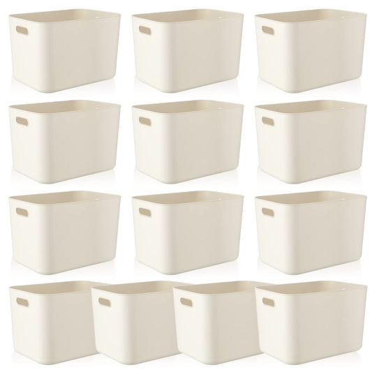 Plastic Storage Bins 10 Pcs White Pantry Organizer Bins Small Baskets Storage Containers for Home Kitchen (10 Count)