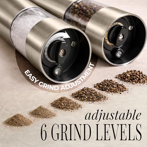 Electric Salt and Pepper Grinder Set Rechargeable (Silver)