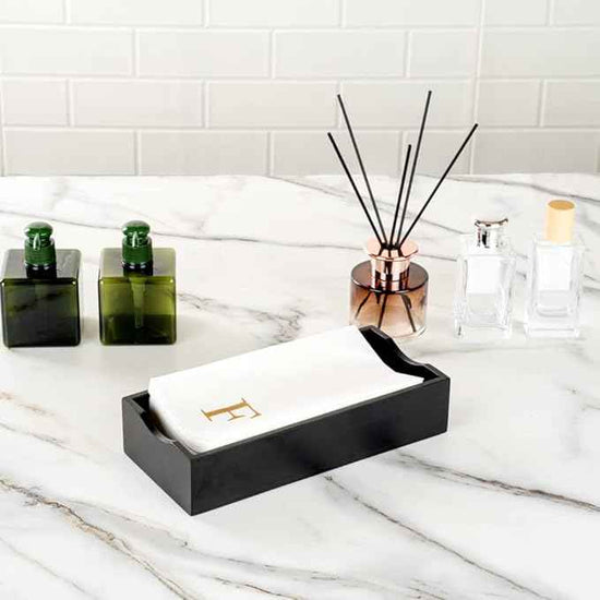 Luxenap 15.8 X 7.9 Inch Linen-Feel Guest Towels, 50 Lettered Hand Towels - Gold Letter 'F', Sans Serif Font, White Paper Dinner Napkins, airlaid, For Restrooms And Tables - Restaurantware