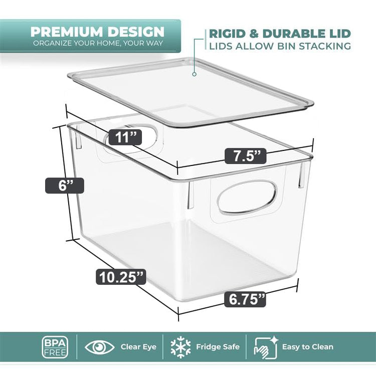 Large Clear Plastic Storage Bins with Lids (8 Count)