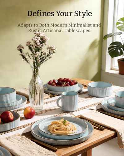 Plates and Bowls Set with Rim (12 Count)