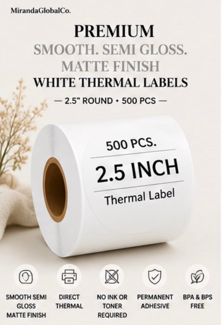 2.5 inch Round Thermal Labels