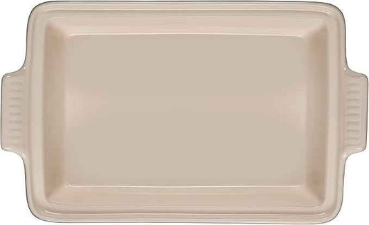Le Creuset Olive Branch Collection Stoneware Heritage Covered Rectangular Casserole, 4 qt., Marseille with Embossed Lid
