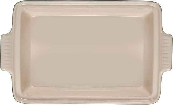 Le Creuset Olive Branch Collection Stoneware Heritage Covered Rectangular Casserole, 4 qt., Marseille with Embossed Lid